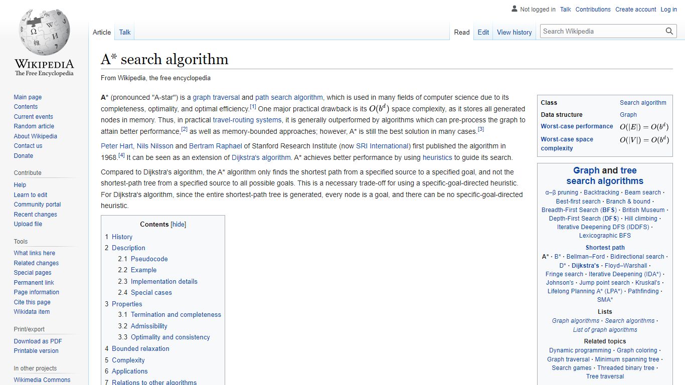 A* search algorithm - Wikipedia