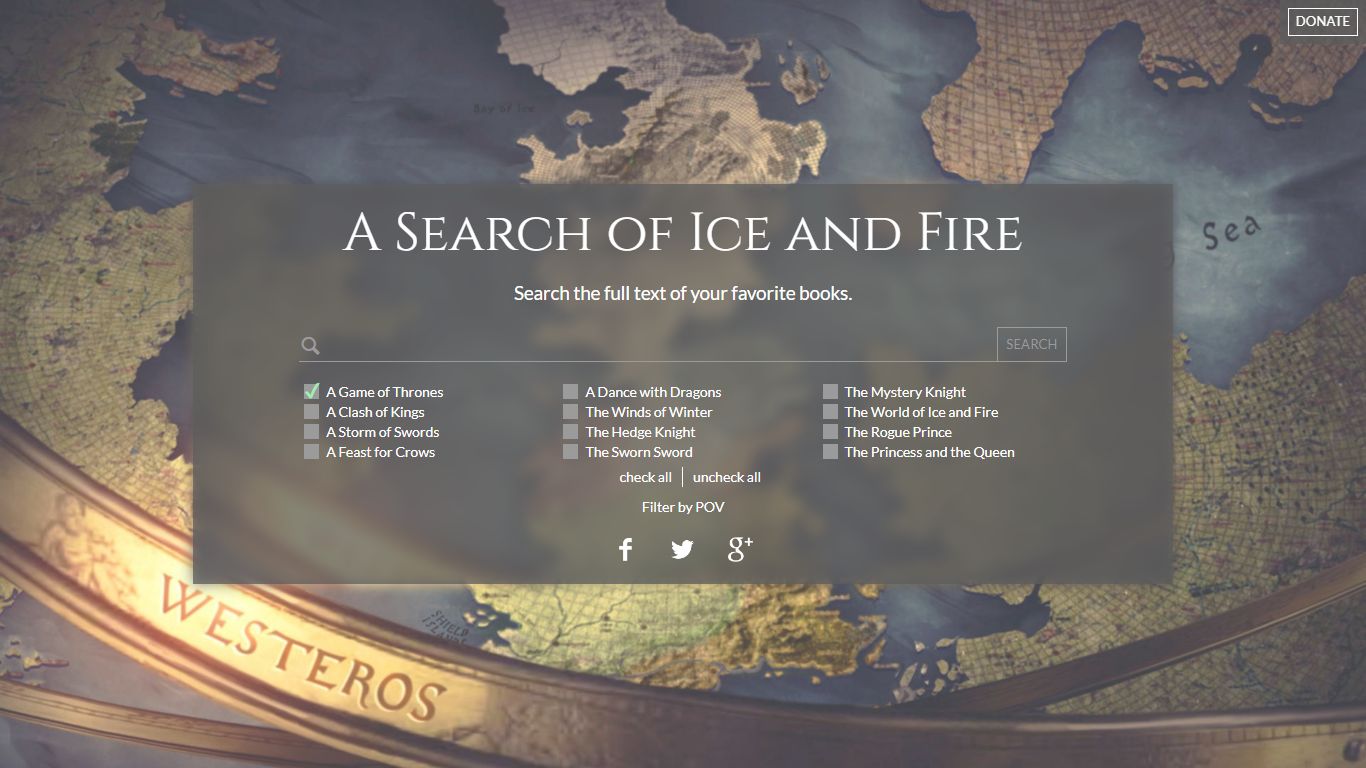 A Search of Ice and Fire