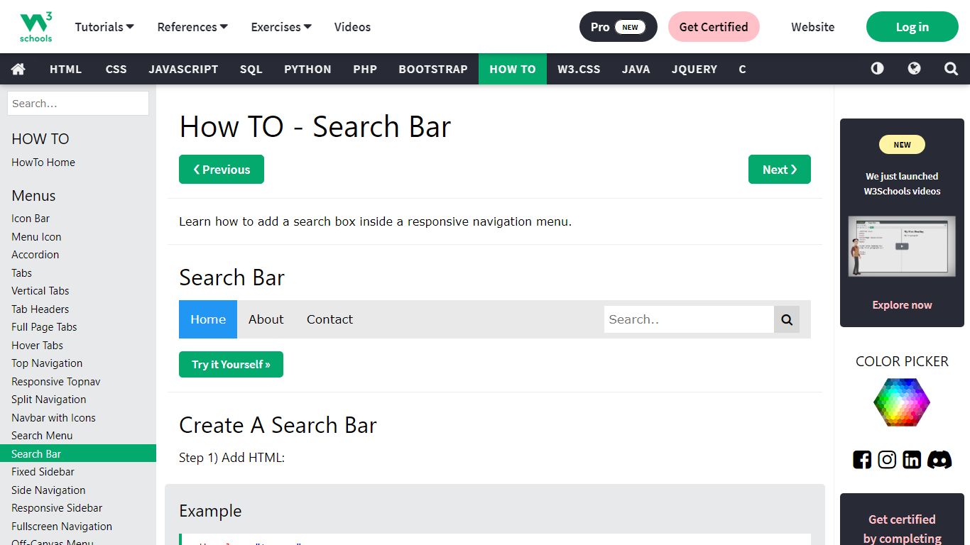 How To Create a Search Bar - W3Schools